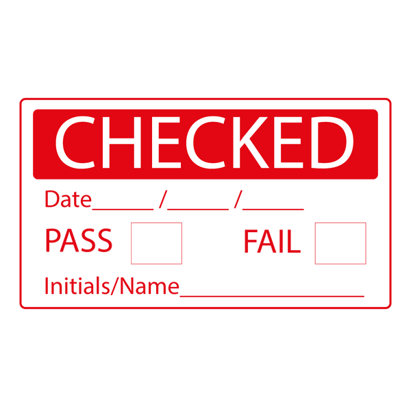 Checked Pass / Fail Check Box Labels - 70 x 40mm Labels | Warning Labels | PPI Labels