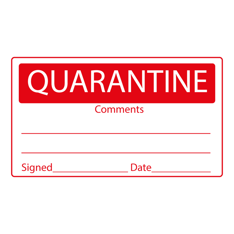 Red Quarantine Labels - 70 x 40mm Labels | Warning Labels | PPI Labels