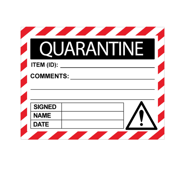 Red & Black Quarantine Labels - 100 x 75mm Labels | Warning Labels | PPI Labels