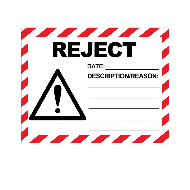 Reject Labels - 100 x 75mm Labels | Warning Labels | PPI Labels