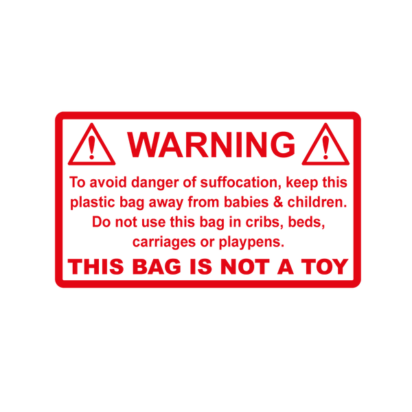 Warning, Danger of Suffocation Labels - 70 x 40mm Labels | Warning Labels | PPI Labels