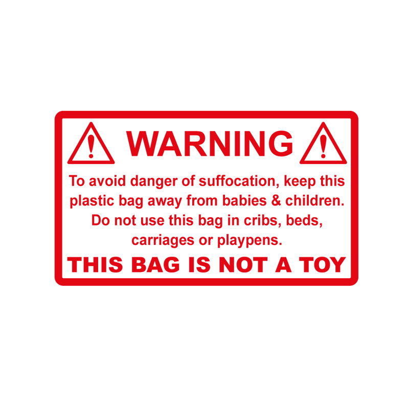 Warning, Danger of Suffocation Labels - 70 x 40mm Labels | Warning Labels | PPI Labels