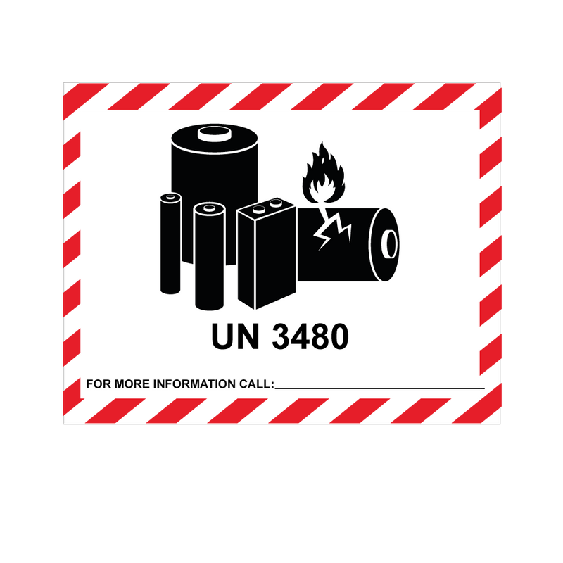 IATA UN 3480 Lithium Ion Battery Hazard Labels - 100 x 75mm Labels | Warning Labels | PPI Labels