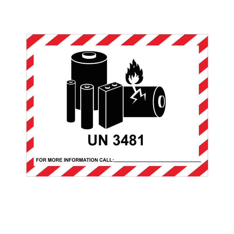 IATA UN 3481 Lithium Ion Battery Hazard Labels - 100 x 75mm Labels | Warning Labels | PPI Labels