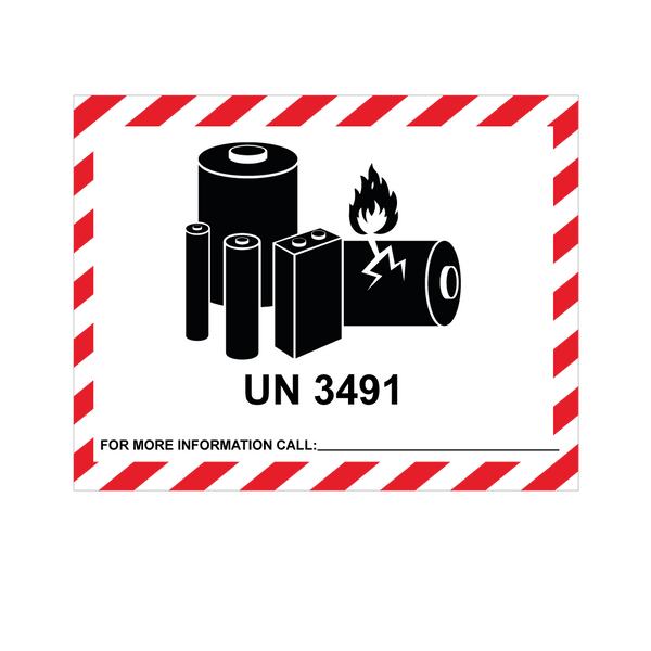 IATA UN 3091 Lithium Ion Battery Hazard Labels - 100 x 75mm Labels | Warning Labels | PPI Labels