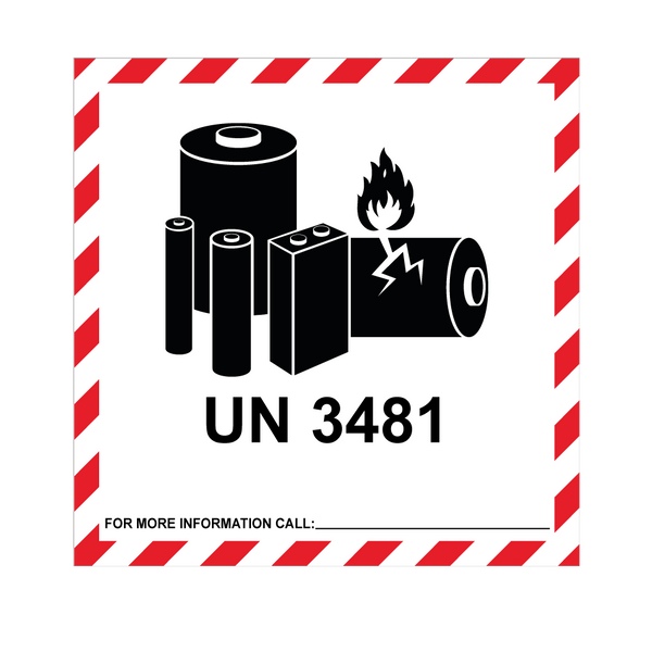 IATA UN 3481 Lithium Ion Battery Hazard Labels - 100 x 100mm Labels | Warning Labels | PPI Labels