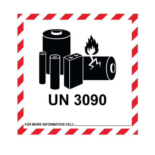 IATA UN 3090 Lithium Ion Battery Hazard Labels - 100 x 100mm Labels | Warning Labels | PPI Labels