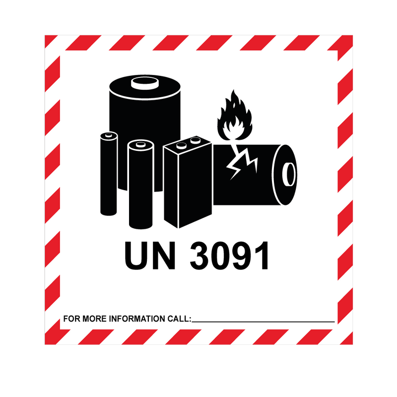 IATA UN 3091 Lithium Ion Battery Hazard Labels - 100 x 100mm Labels | Warning Labels | PPI Labels