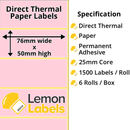 Pink Thermal Printer Labels - Thermal Eco Paper On Permanent Adhesive